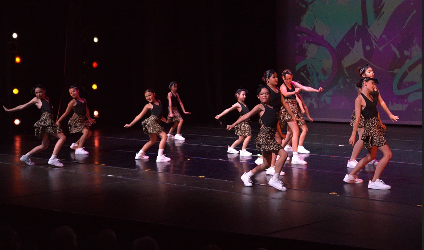 Teen dancers performing hip-hop choreography